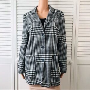 TREASURE & BOND Black White Plaid V-Neck Cotton Jacket Size Medium